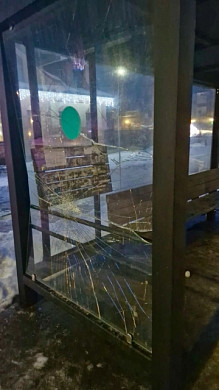 Полиция Южи разыскивает вандалов, разбивших стекла на остановке 